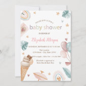 Invitation Rainbow crème glacée Balloons Points Baby shower (Devant)