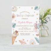 Invitation Rainbow crème glacée Balloons Points Baby shower (Debout devant)
