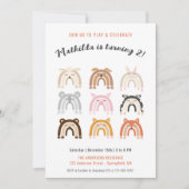 Invitation Rainbow Cute Animaux Anniversaire de enfant Party (Devant)