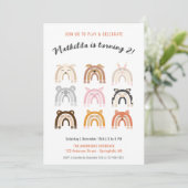 Invitation Rainbow Cute Animaux Anniversaire de enfant Party (Debout devant)