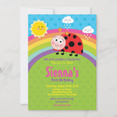 Invitation Rainbow Cute Ladybug 1er Anniversaire Fille de fêt (Devant)