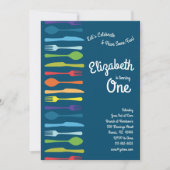 Invitation Rainbow Cutlery Cute Anniversaire Pique-Nique Cook (Devant)