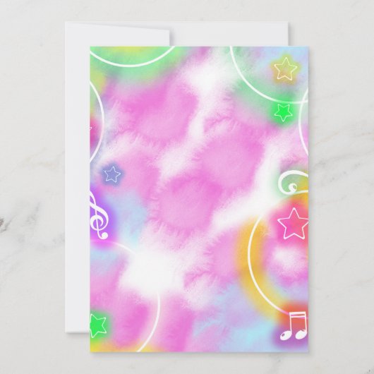 Invitation Rainbow Dance Disco Party Neon Glow (Dos)