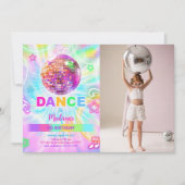 Invitation Rainbow Dance Disco Party Neon Glow Photo (Devant)