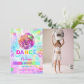 Invitation Rainbow Dance Disco Party Neon Glow Photo (Debout devant)