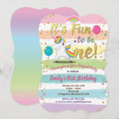 Invitation Rainbow dapping licorne premier anniversaire (Devant / Derrière)