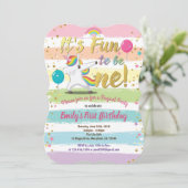 Invitation Rainbow dapping licorne premier anniversaire (Debout devant)