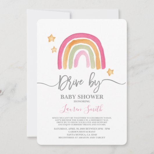 Invitation Rainbow Drive par Baby shower (Devant)