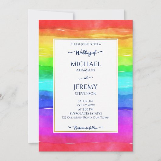 Invitation Rainbow élégant code qr RSVP moderne (Devant)