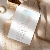 Invitation Rainbow Elephant Aquarelle Baby shower fille