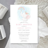 Invitation Rainbow Elephant Aquarelle Baby shower fille