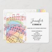 Invitation Rainbow et Music Notes (Devant / Derrière)
