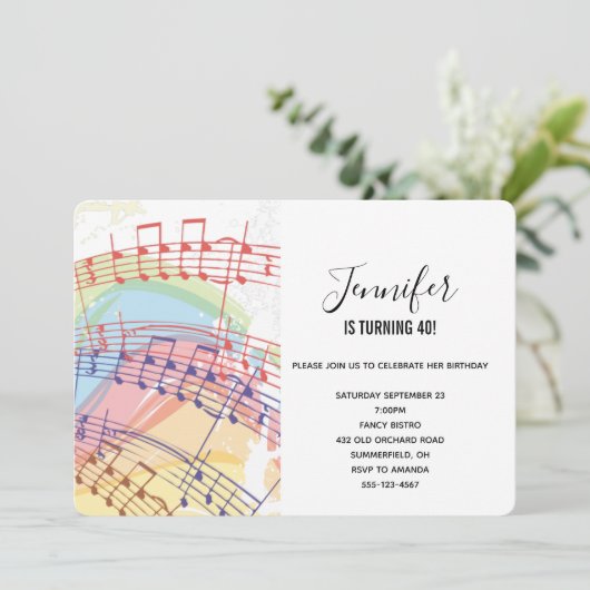 Invitation Rainbow et Music Notes (Debout devant)