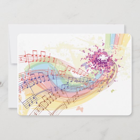 Invitation Rainbow et Music Notes (Dos)