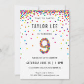 Invitation Rainbow fête d'anniversaire de 9 ans, 9e anniversa (Devant)