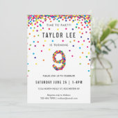 Invitation Rainbow fête d'anniversaire de 9 ans, 9e anniversa (Debout devant)