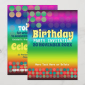 Invitation Rainbow fête d'anniversaire Super (Devant / Derrière)