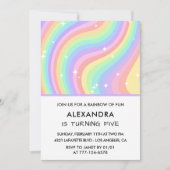Invitation Rainbow Fifth Birthday Modern Girl (Devant)