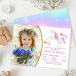 Invitation Rainbow Floral Magique Unicorn Girl Birthday Photo<br><div class="desc">Rainbow Floral Magique Unicorn Girl Birthday Photo Invitation</div>