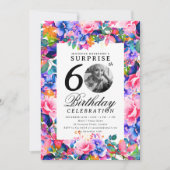 Invitation Rainbow Floral Photo SURPRISE 60e anniversaire (Devant)