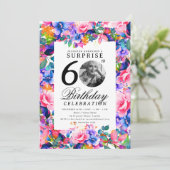 Invitation Rainbow Floral Photo SURPRISE 60e anniversaire (Debout devant)