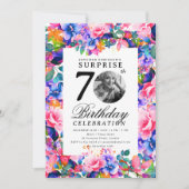 Invitation Rainbow Floral Photo SURPRISE 70e anniversaire (Devant)