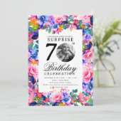 Invitation Rainbow Floral Photo SURPRISE 70e anniversaire (Debout devant)