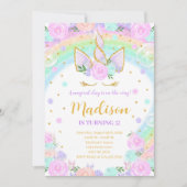 Invitation Rainbow Floral Unicorn Anniversaire (Devant)