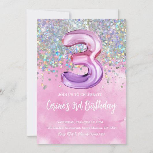 Invitation Rainbow Foil 3e anniversaire (Devant)