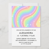 Invitation Rainbow Fourth Birthday Modern Girl (Devant)