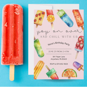 Invitation Rainbow Fruit Popsicle Anniversaire Fête Invitatio