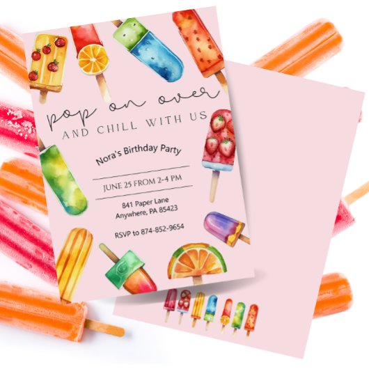 Invitation Rainbow Fruit Popsicle Anniversaire Fête Invitatio