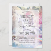 Invitation Rainbow galaxy chat équitation licorne dans l'espa (Devant)