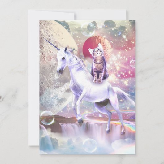 Invitation Rainbow galaxy chat équitation licorne dans l'espa (Dos)