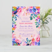 Invitation Rainbow Garden Floral Baby Douche Enregistrer Date (Debout devant)