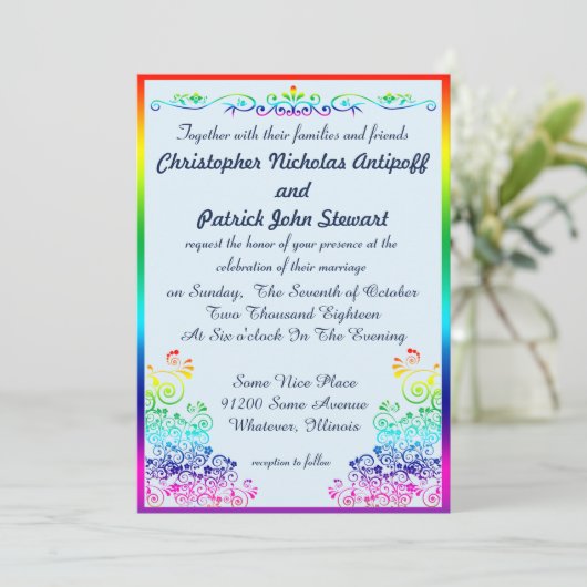 Invitation Rainbow Gay Élégant Mariage élégant (Debout devant)