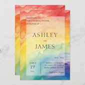 Invitation Rainbow Gay Lesbian LGBTQ Mariage Couples Douche (Devant / Derrière)