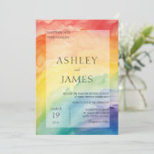 Invitation Rainbow Gay Lesbian Mariage LGBTQ Aquarelle (Debout devant)