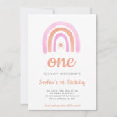 Invitation Rainbow Girl's 1st Birthday Party (Devant)