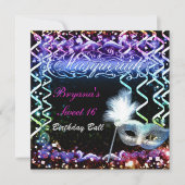 Invitation Rainbow Glow Masquerade Masque fête d'anniversaire (Devant)