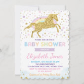 Invitation Rainbow Gold Unicorn / Baby shower des étoiles mag (Devant)