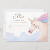 Invitation Rainbow Gold Watercolor Unicorn Anniversaire | (Devant)