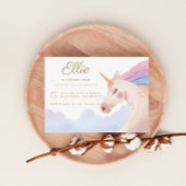 Invitation Rainbow Gold Watercolor Unicorn Anniversaire |