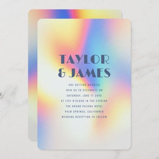 Invitation Rainbow Gradient QR Code Bold Modern Wedding (Devant / Derrière)