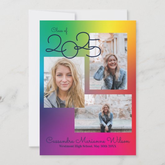 Invitation Rainbow Graduation Photo Announcement (Devant)