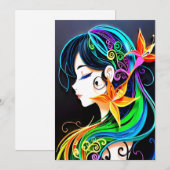 Invitation Rainbow Hair Dream (Devant / Derrière)