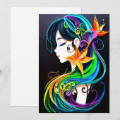 Invitation Rainbow Hair Dream. (Devant / Derrière)
