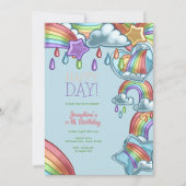 Invitation Rainbow happy day fête d'anniversaire (Devant)