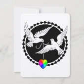 Invitation Rainbow Heart Love Doves Lesbian Mariage (Dos)
