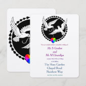 Invitation Rainbow Heart Love Doves Lesbian Mariage (Devant / Derrière)